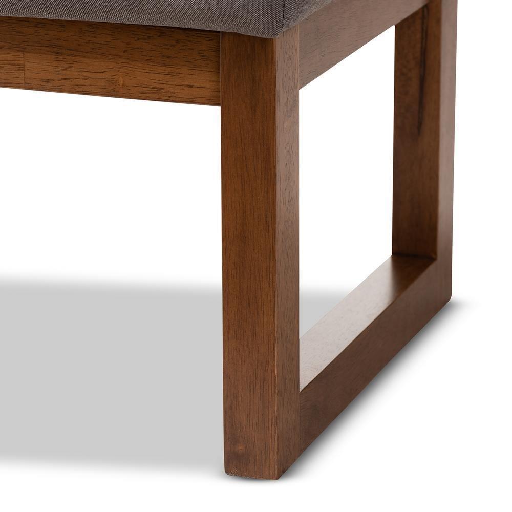 Caramay Modern and Contemporary Grey Fabric Upholstered Walnut Brown Finished Wood Bench FredCo