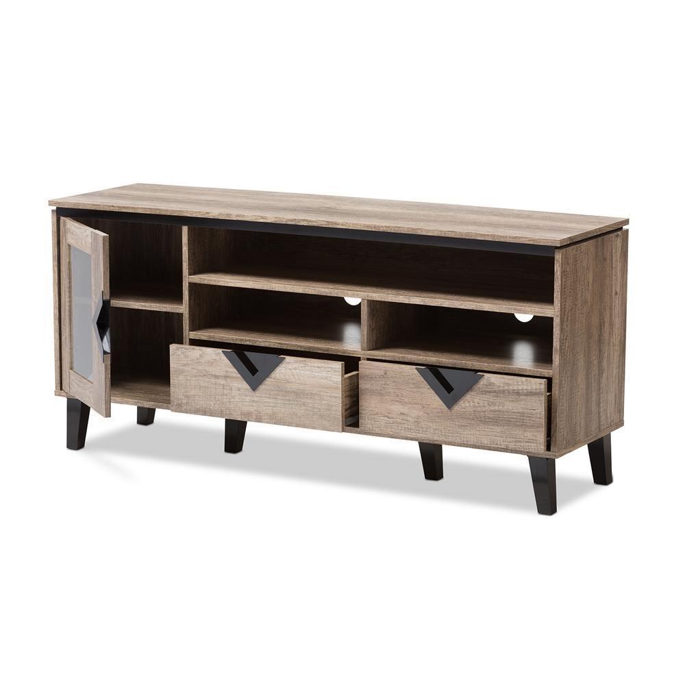 Cardiff Modern and Contemporary Light Brown Wood 55-Inch TV Stand FredCo