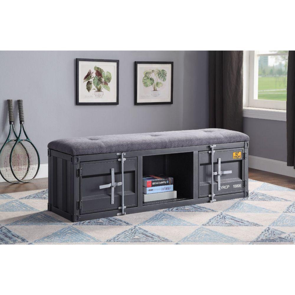 Cargo Bench (Storage) Gray Fabric & Gunmetal FredCo