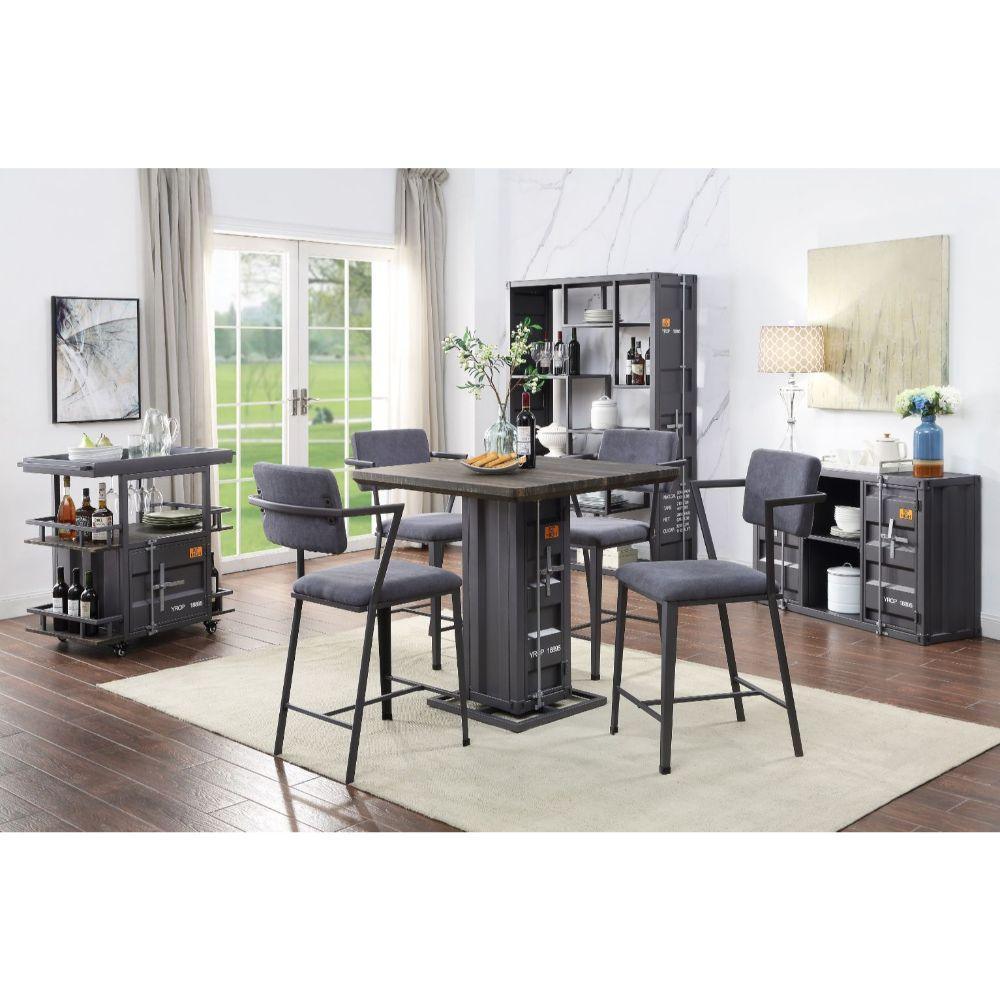 Cargo Counter Height Table Antique Walnut & Gunmetal FredCo
