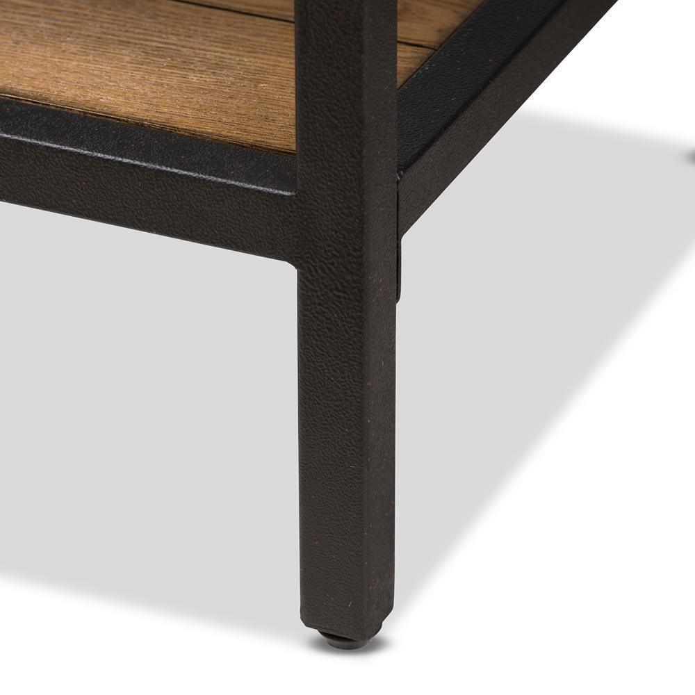 Caribou Rustic Industrial Style Oak Brown Finished Wood and Black Finished Metal Console Table FredCo