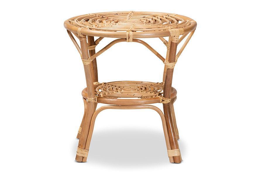 Cariel Modern Bohemian Natural Brown Rattan Coffee Table FredCo