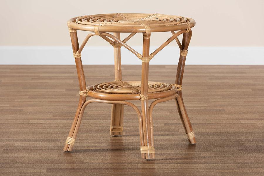 Cariel Modern Bohemian Natural Brown Rattan Coffee Table FredCo