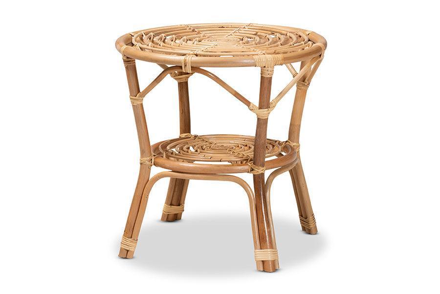 Cariel Modern Bohemian Natural Brown Rattan Coffee Table FredCo