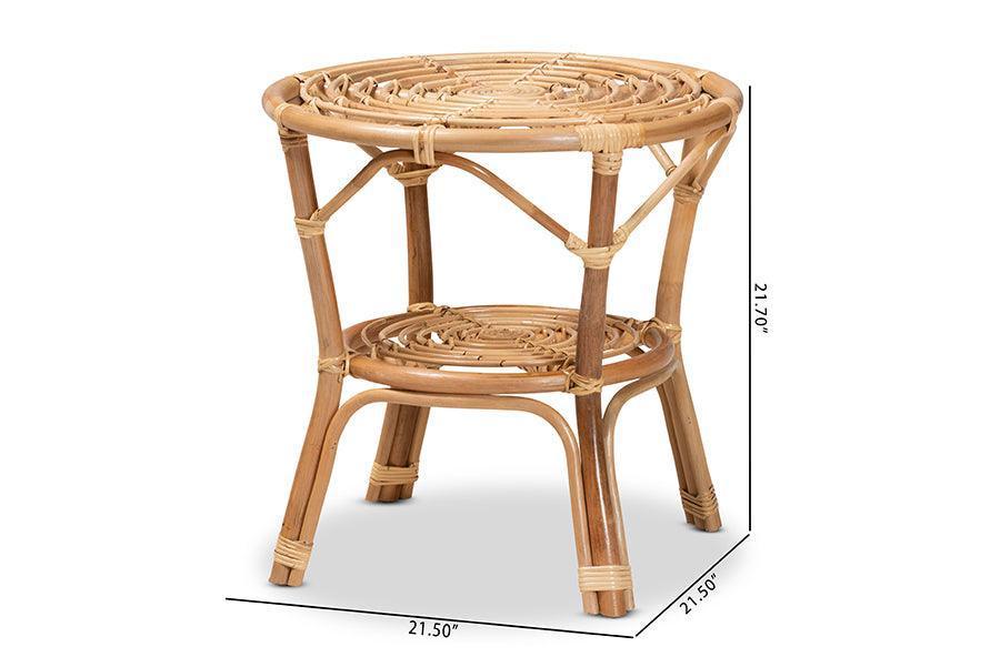 Cariel Modern Bohemian Natural Brown Rattan Coffee Table FredCo