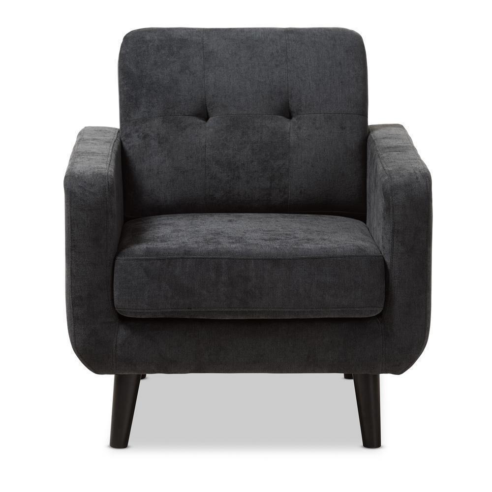 Carina Mid-Century Modern Dark Grey Fabric Upholstered Lounge Chair FredCo