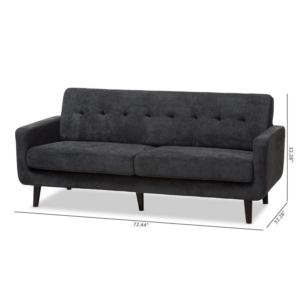 Carina Mid-Century Modern Dark Grey Fabric Upholstered Sofa FredCo