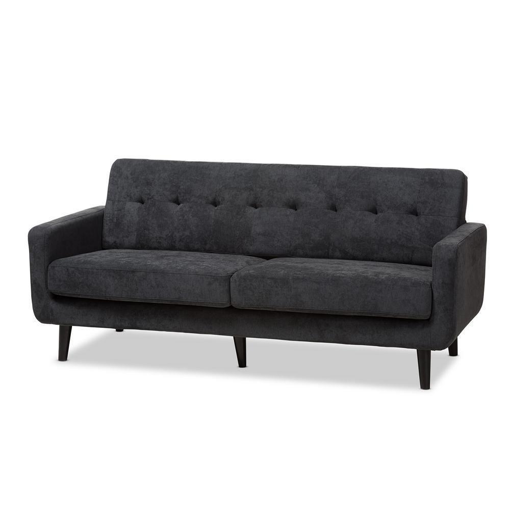 Carina Mid-Century Modern Dark Grey Fabric Upholstered Sofa FredCo
