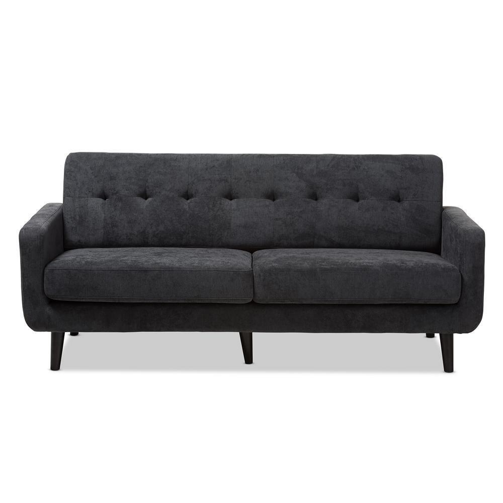 Carina Mid-Century Modern Dark Grey Fabric Upholstered Sofa FredCo