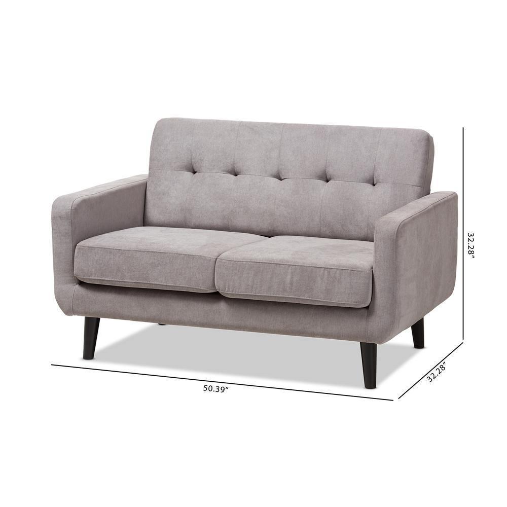 Carina Mid-Century Modern Light Grey Fabric Upholstered Loveseat FredCo