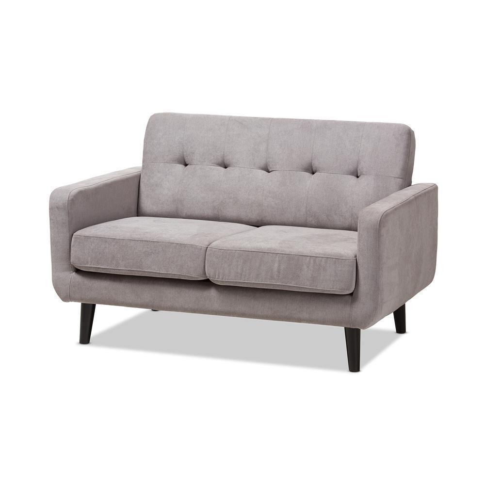 Carina Mid-Century Modern Light Grey Fabric Upholstered Loveseat FredCo