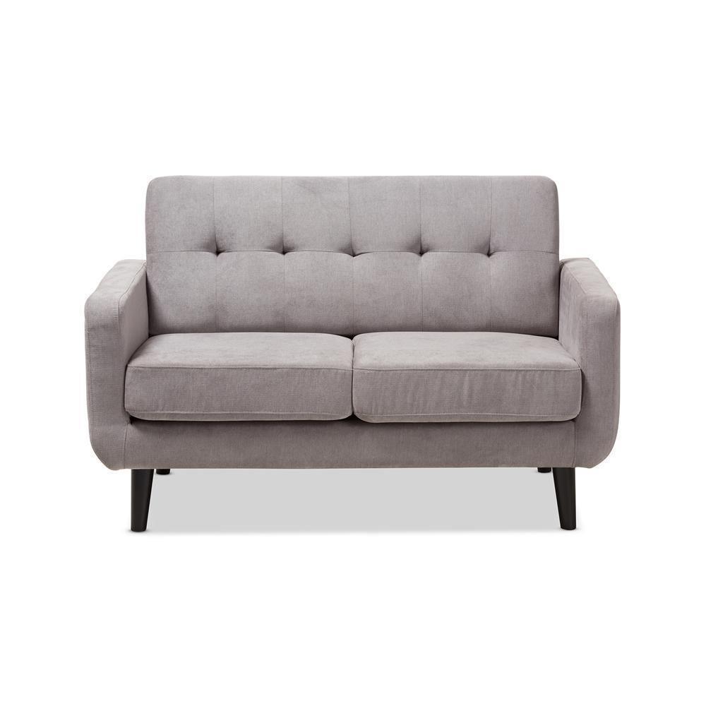 Carina Mid-Century Modern Light Grey Fabric Upholstered Loveseat FredCo
