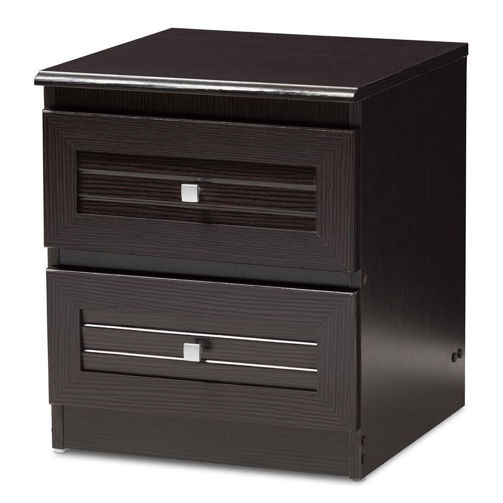 Carine Modern and Contemporary Wenge Brown Finished 2-Drawer Nightstand FredCo