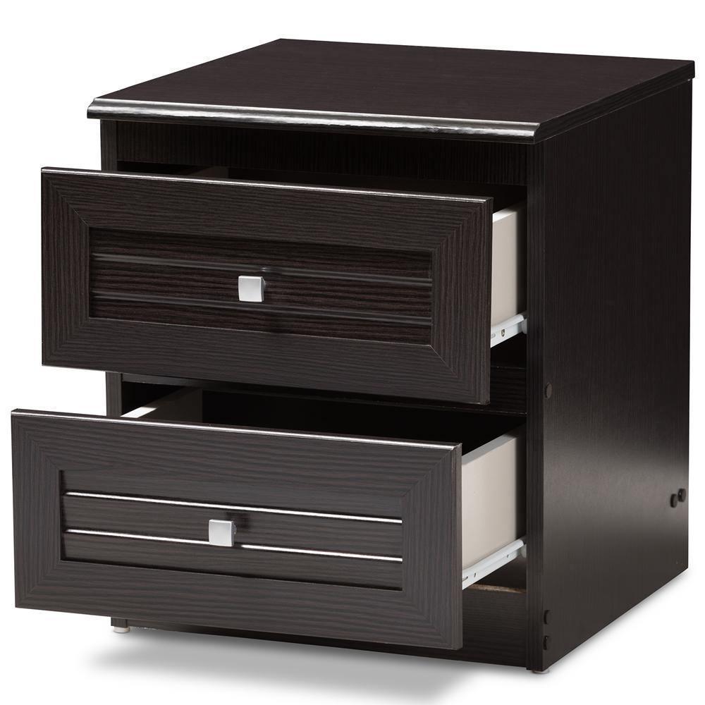 Carine Modern and Contemporary Wenge Brown Finished 2-Drawer Nightstand FredCo