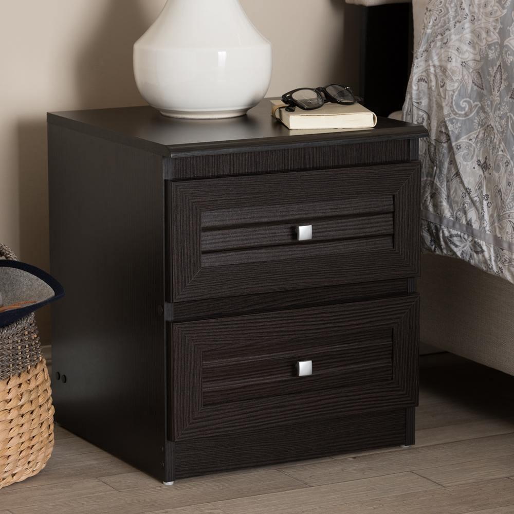 Carine Modern and Contemporary Wenge Brown Finished 2-Drawer Nightstand FredCo
