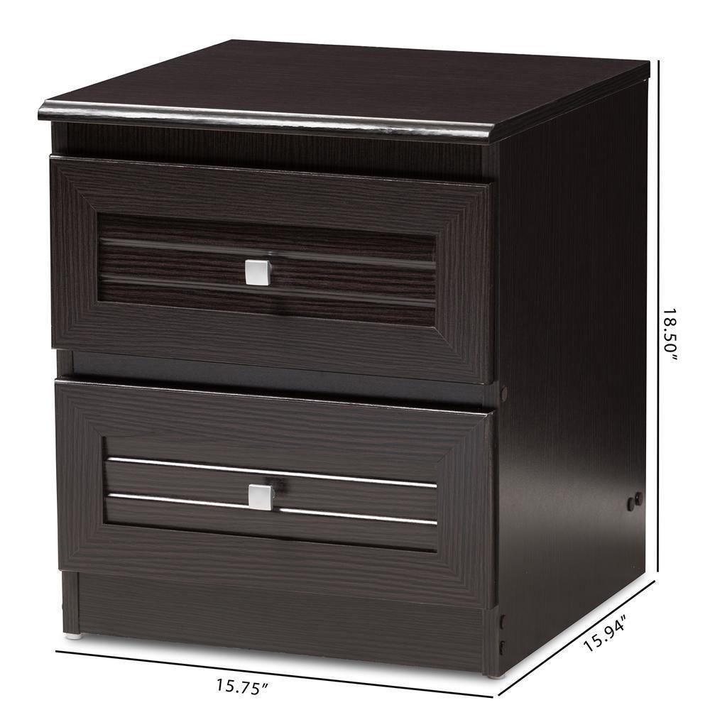Carine Modern and Contemporary Wenge Brown Finished 2-Drawer Nightstand FredCo