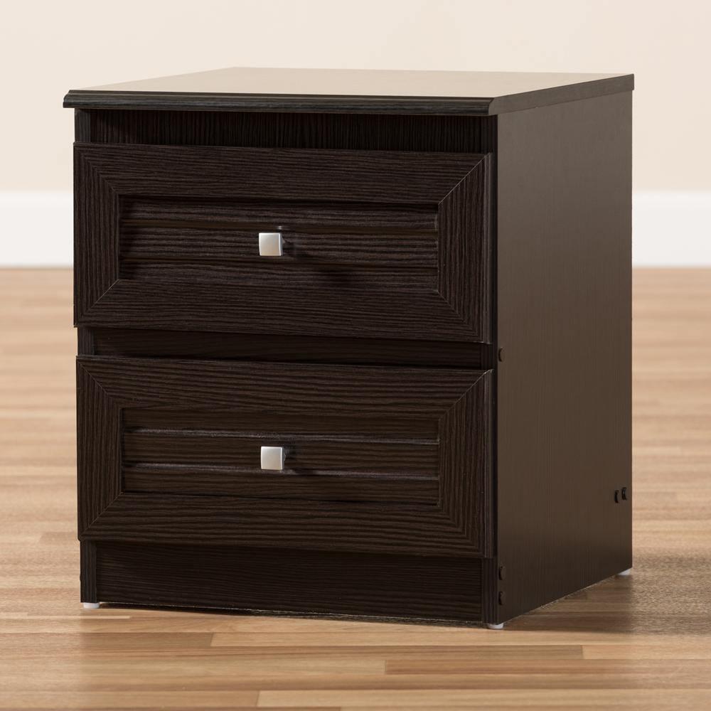 Carine Modern and Contemporary Wenge Brown Finished 2-Drawer Nightstand FredCo