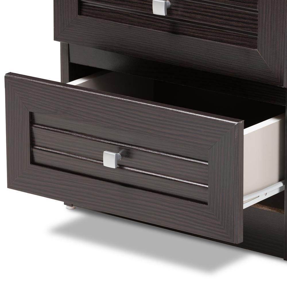 Carine Modern and Contemporary Wenge Brown Finished 2-Drawer Nightstand FredCo