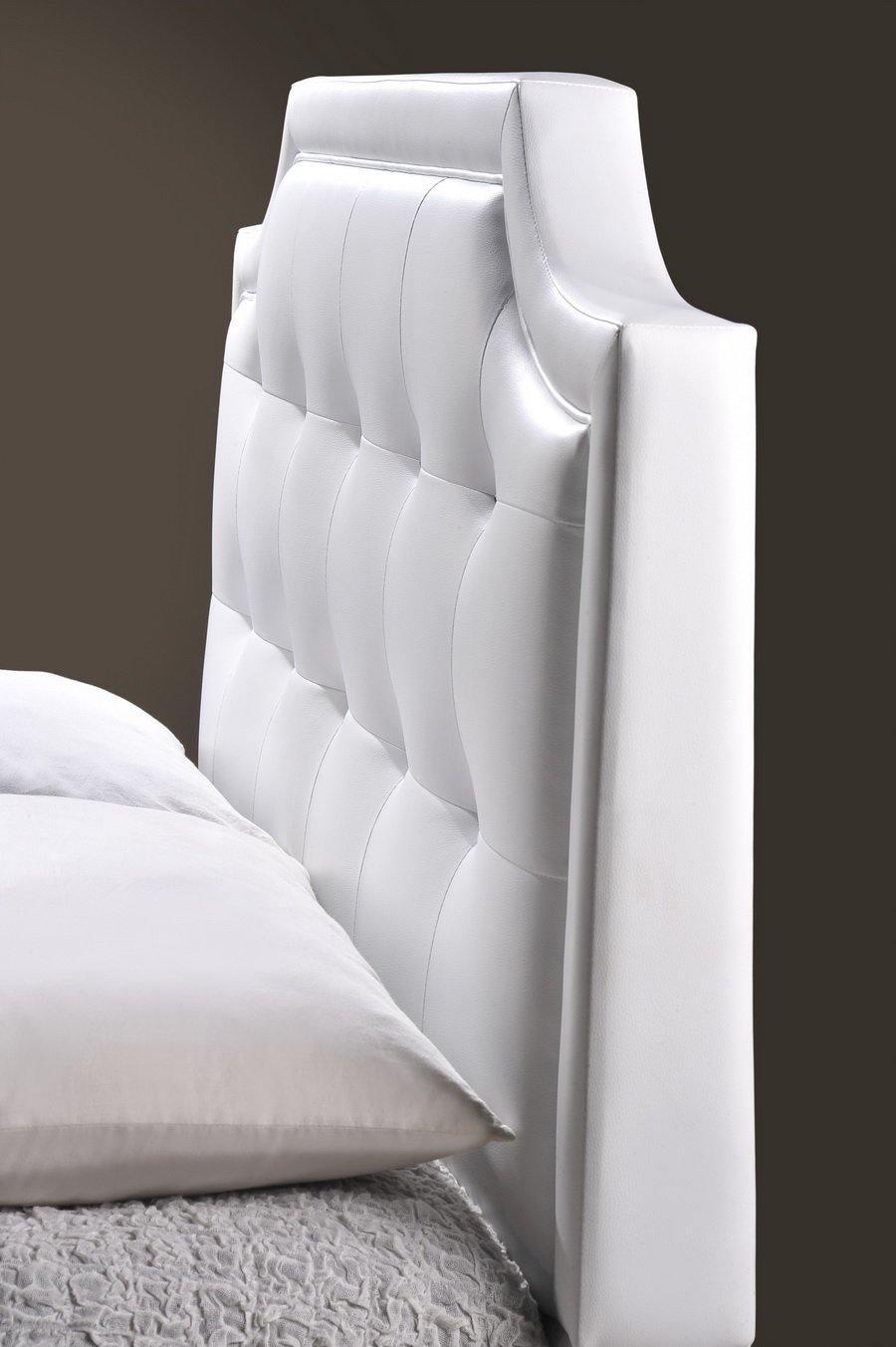 Carlotta White Modern Bed with Upholstered Headboard - King Size FredCo