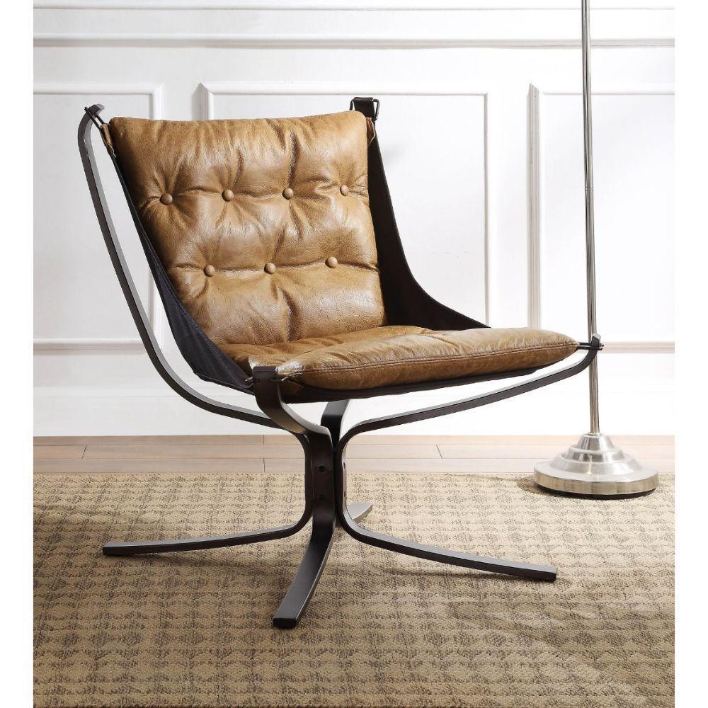 Carney Accent Chair Coffee Top Grain Leather FredCo
