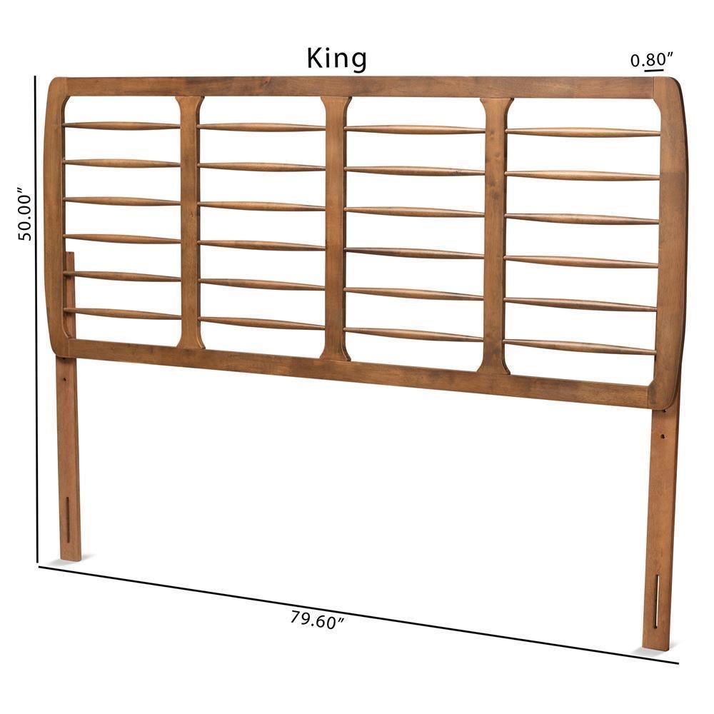 Carolyn Mid-Century Modern Ash Walnut Finished Wood King Size Headboard FredCo