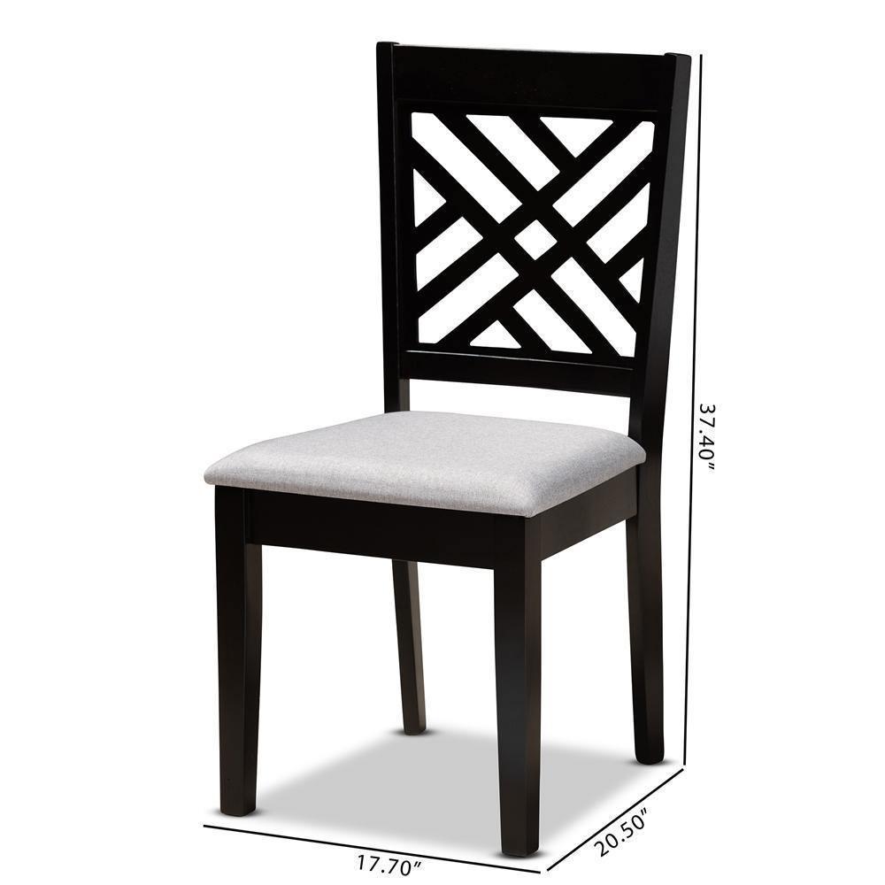 Caron Modern and Contemporary Grey Fabric Upholstered Espresso Brown Finished Wood 2-Piece Dining Chair Set FredCo