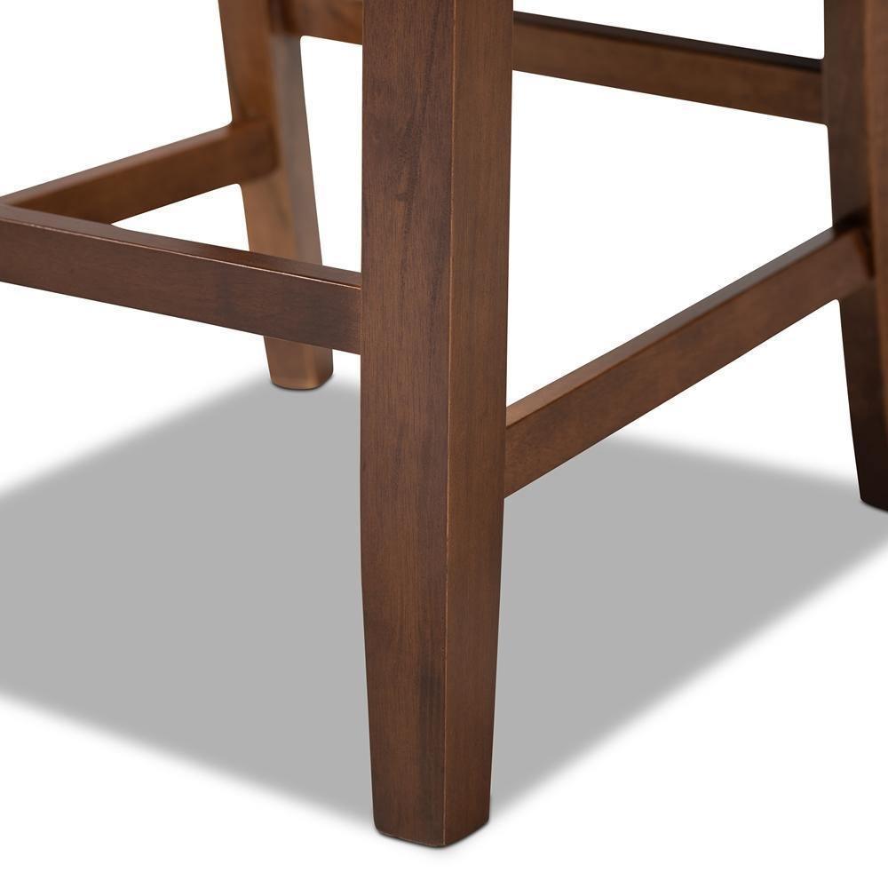 Caron Modern and Contemporary Grey Fabric Upholstered Walnut Brown Finished 2-Piece Wood Counter Height Pub Chair Set FredCo