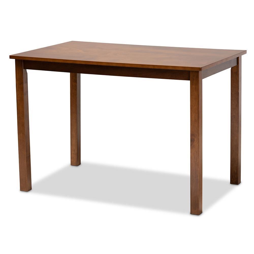 Caron Modern and Contemporary Grey Fabric Upholstered Walnut Brown Finished Wood 5-Piece Dining Set FredCo
