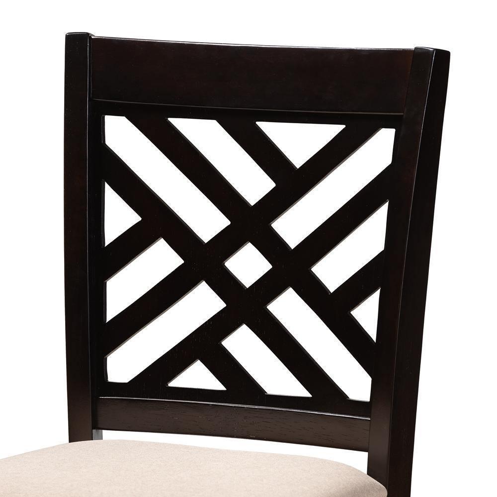 Caron Modern and Contemporary Sand Fabric Upholstered Espresso Brown Finished 5-Piece Wood Pub Set FredCo