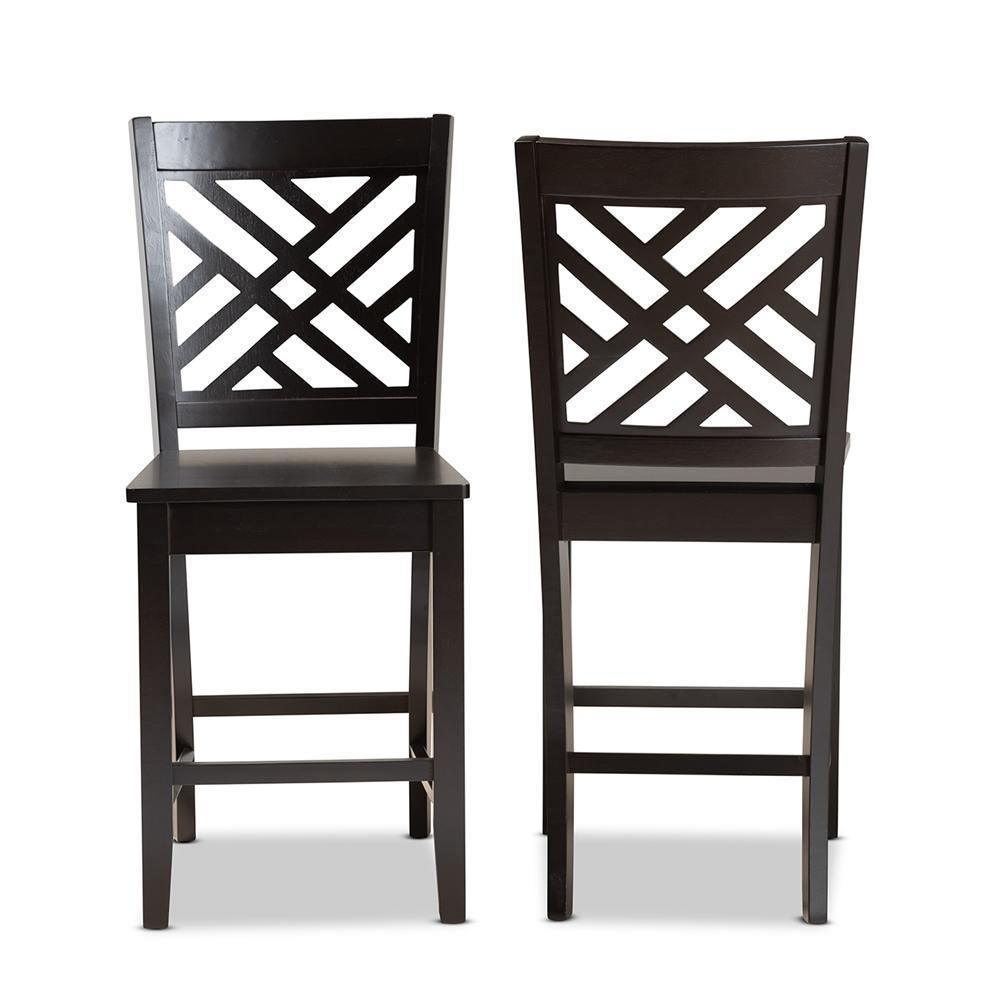 Caron Modern and Contemporary Transitional Dark Brown Finished Wood 2-Piece Counter Stool Set FredCo