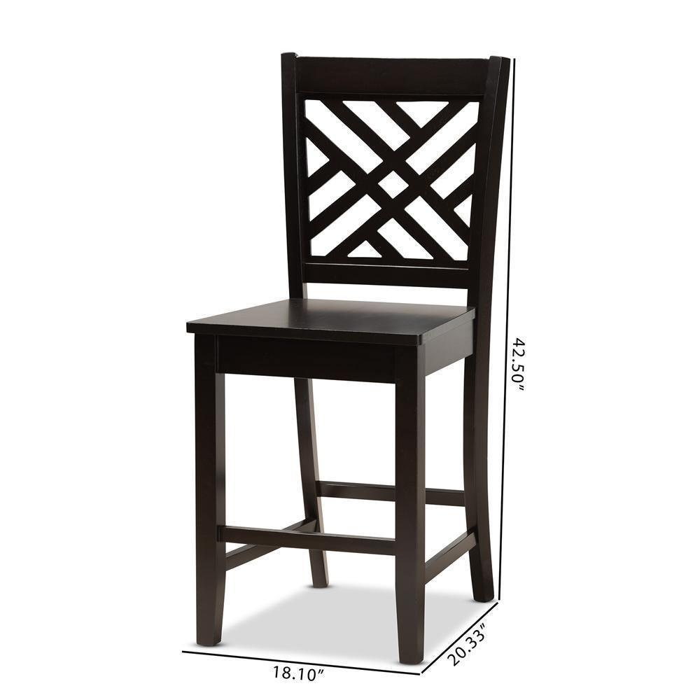 Caron Modern and Contemporary Transitional Dark Brown Finished Wood 2-Piece Counter Stool Set FredCo