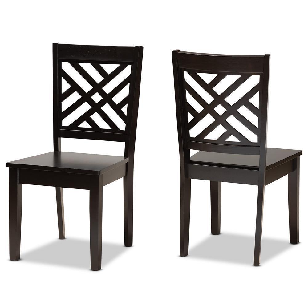Caron Modern and Contemporary Transitional Dark Brown Finished Wood 2-Piece Dining Chair Set FredCo