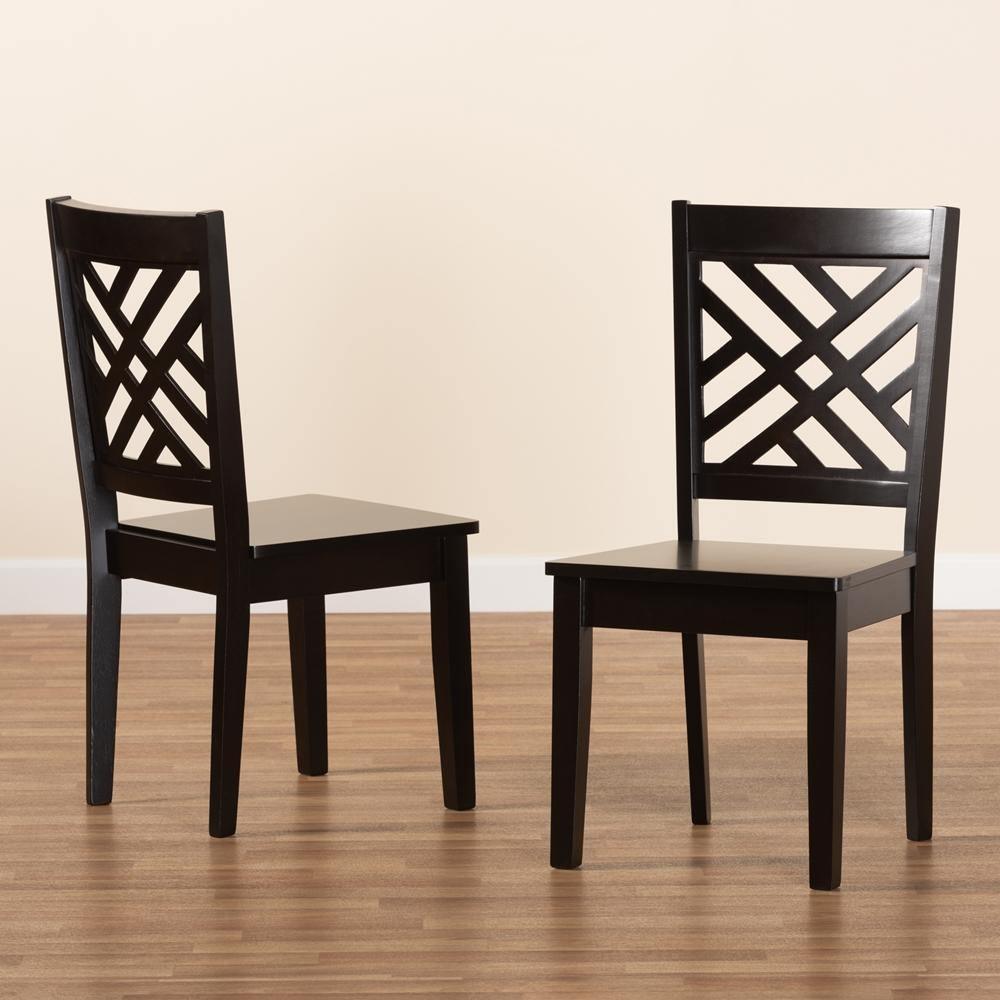 Caron Modern and Contemporary Transitional Dark Brown Finished Wood 2-Piece Dining Chair Set FredCo