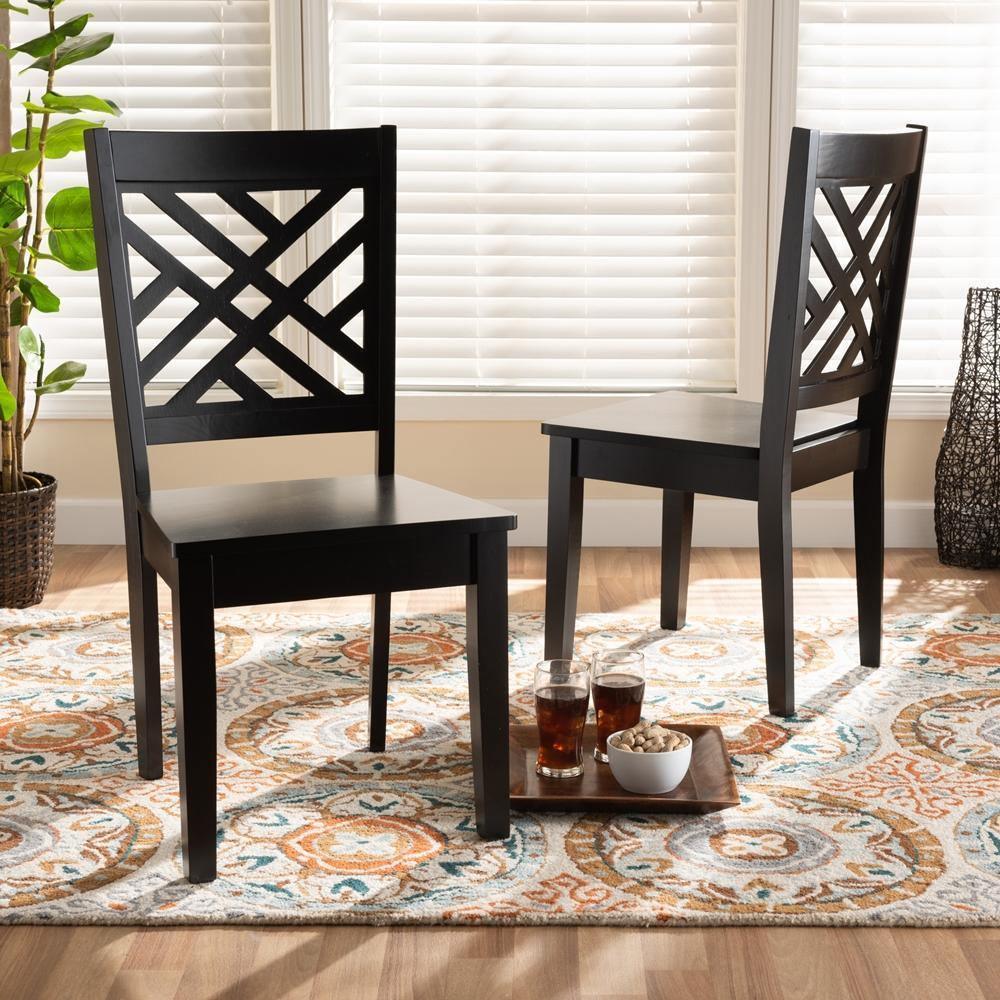 Caron Modern and Contemporary Transitional Dark Brown Finished Wood 2-Piece Dining Chair Set FredCo