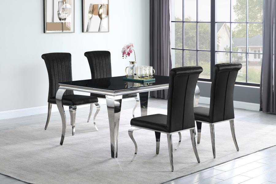 Carone Rectangular Dining Table Chrome and Black 105071 Coaster FredCo