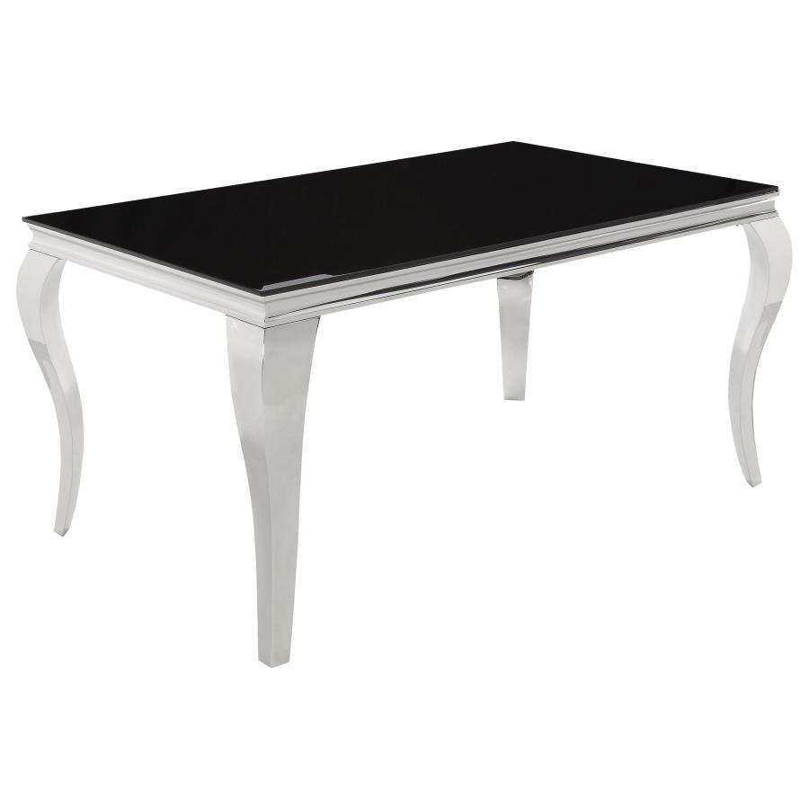 Carone Rectangular Dining Table Chrome and Black 105071 Coaster FredCo