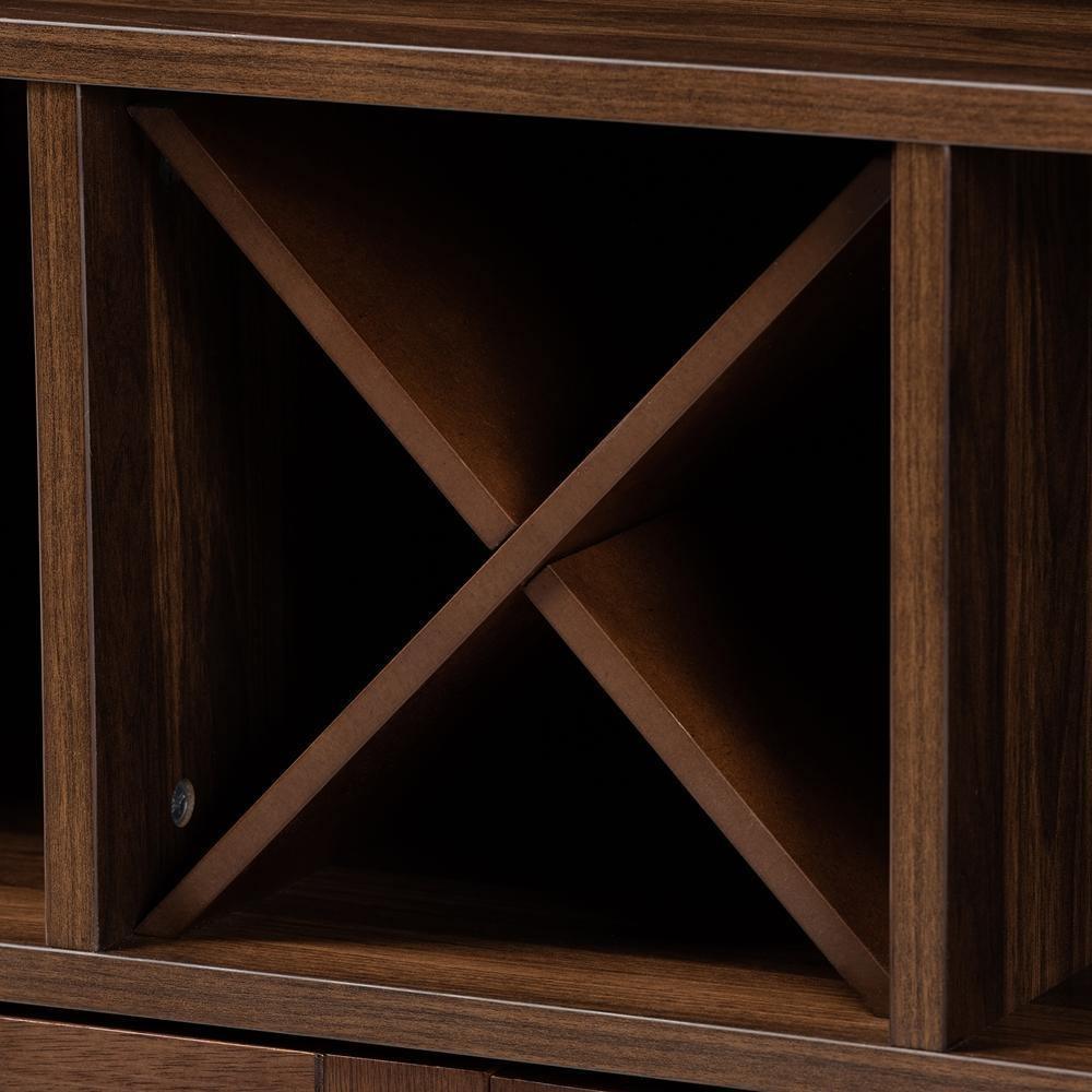 Carrie Transitional Farmhouse Walnut Brown Finished Wood Wine Storage Cabinet FredCo