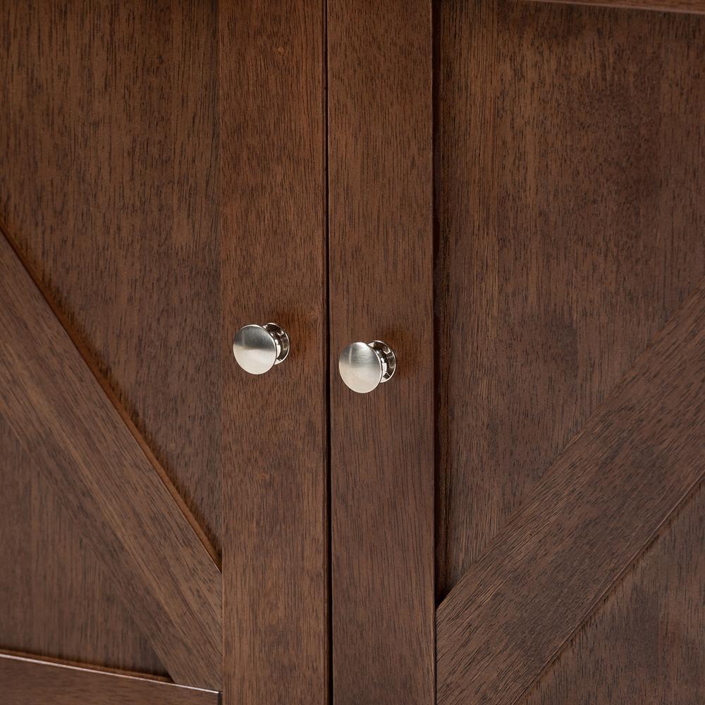 Carrie Transitional Farmhouse Walnut Brown Finished Wood Wine Storage Cabinet FredCo