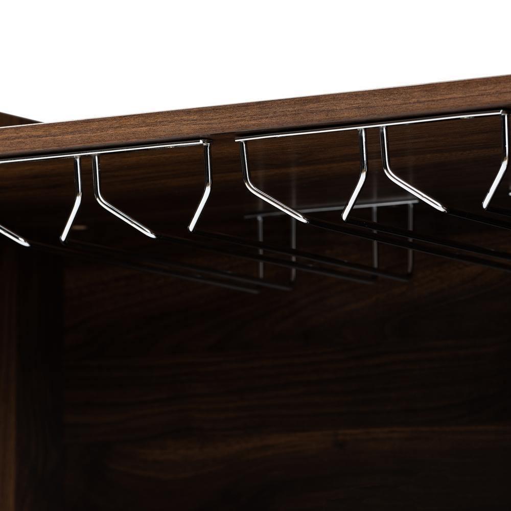 Carrie Transitional Farmhouse Walnut Brown Finished Wood Wine Storage Cabinet FredCo
