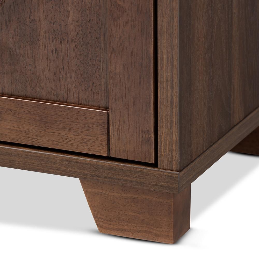 Carrie Transitional Farmhouse Walnut Brown Finished Wood Wine Storage Cabinet FredCo
