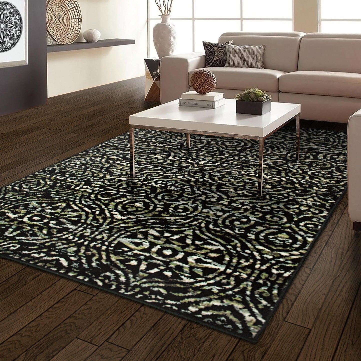 Carson Bohemian Contemporary Damask Rug FredCo