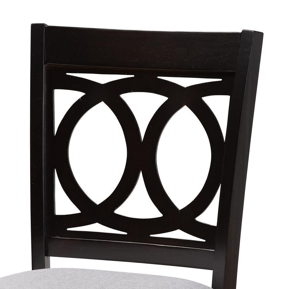 Carson Modern and Contemporary Grey Fabric Upholstered and Espresso Brown Finished Wood 2-Piece Bar Stool Set FredCo
