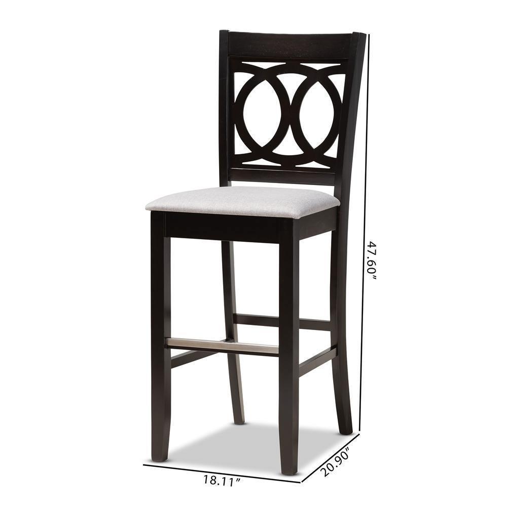 Carson Modern and Contemporary Grey Fabric Upholstered and Espresso Brown Finished Wood 2-Piece Bar Stool Set FredCo