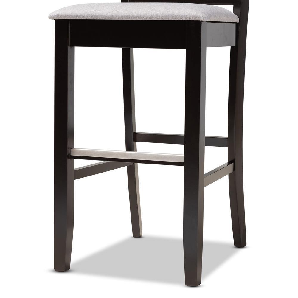 Carson Modern and Contemporary Grey Fabric Upholstered and Espresso Brown Finished Wood 2-Piece Bar Stool Set FredCo
