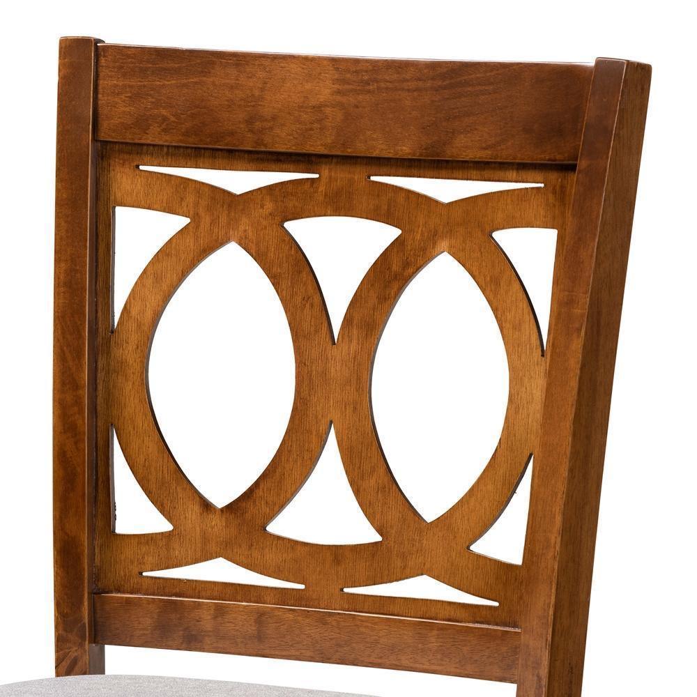 Carson Modern and Contemporary Grey Fabric Upholstered and Walnut Brown Finished Wood 2-Piece Bar Stool Set FredCo