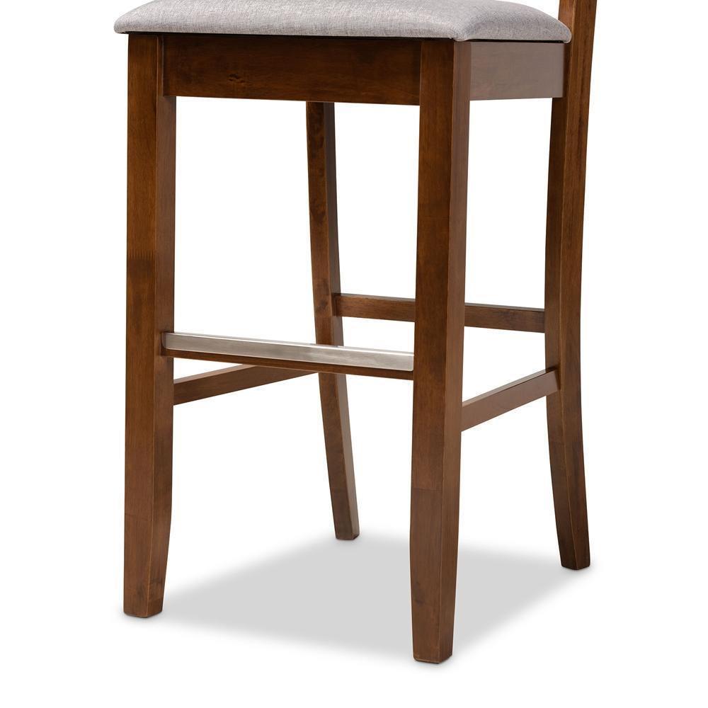 Carson Modern and Contemporary Grey Fabric Upholstered and Walnut Brown Finished Wood 2-Piece Bar Stool Set FredCo