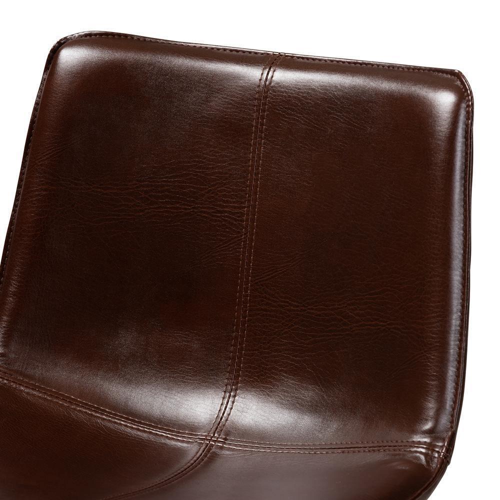 Carvell Rustic and Industrial Dark Brown Faux Leather Upholstered Pub Stool Set of 4 FredCo