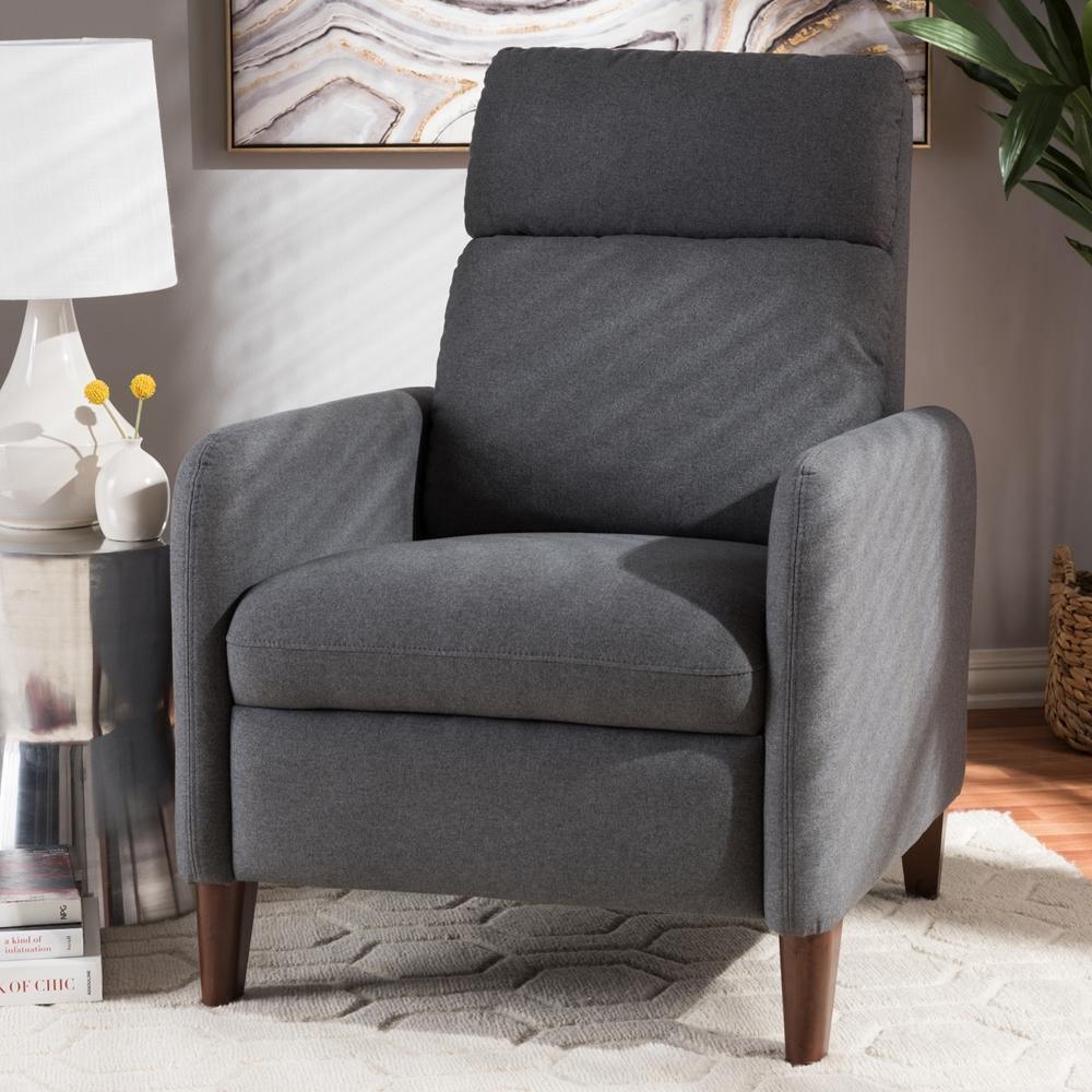 Casanova Mid-century Modern Grey Fabric Upholstered Lounge Chair FredCo