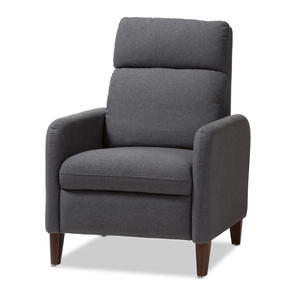 Casanova Mid-century Modern Grey Fabric Upholstered Lounge Chair FredCo