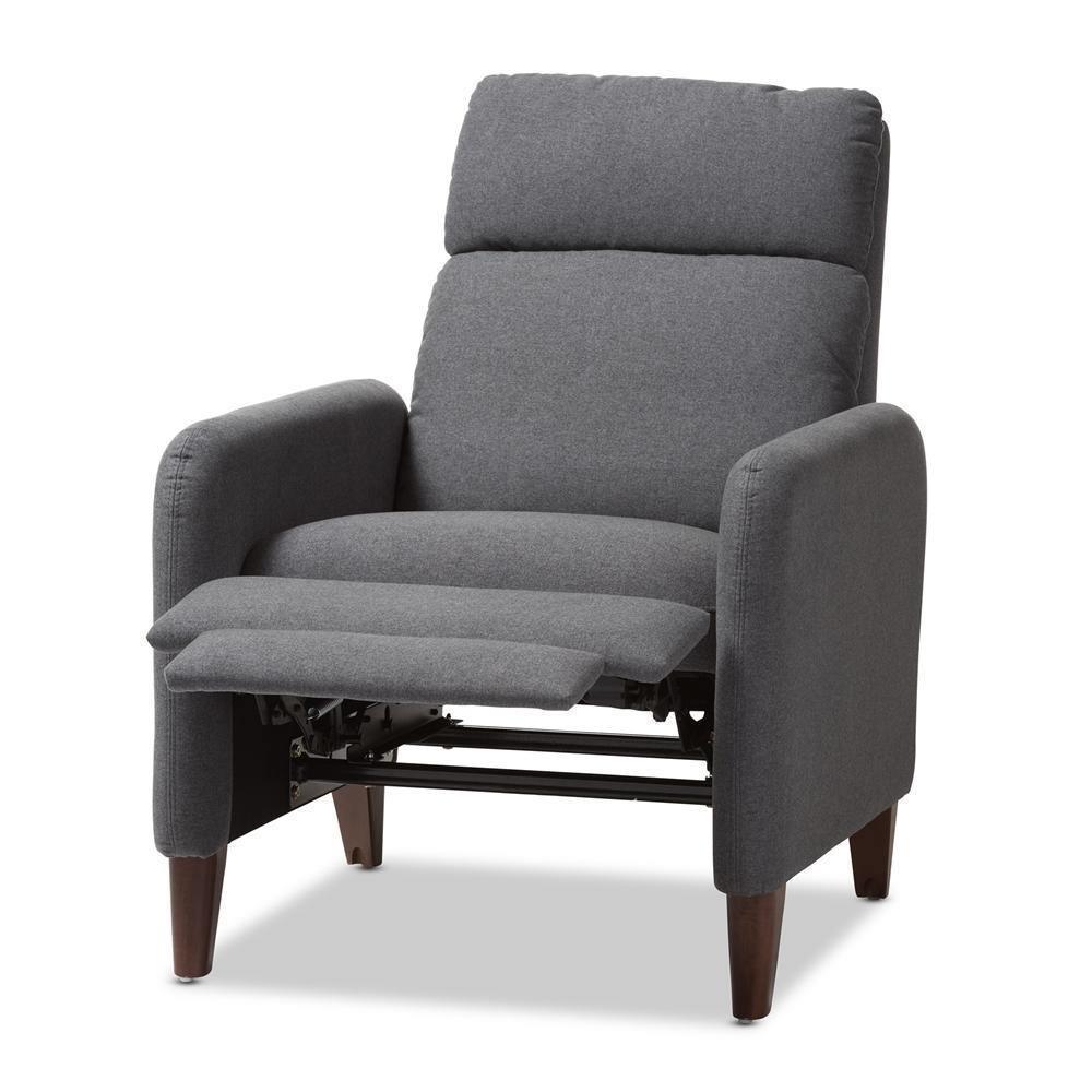 Casanova Mid-century Modern Grey Fabric Upholstered Lounge Chair FredCo
